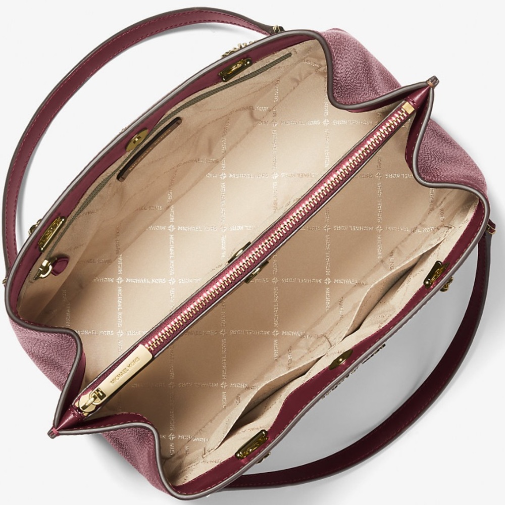 MICHAEL KORS 
Teagan Large Pebbled Leather Shoulder Bag DARK CHERRY COLOR - Picture 2 of 3
